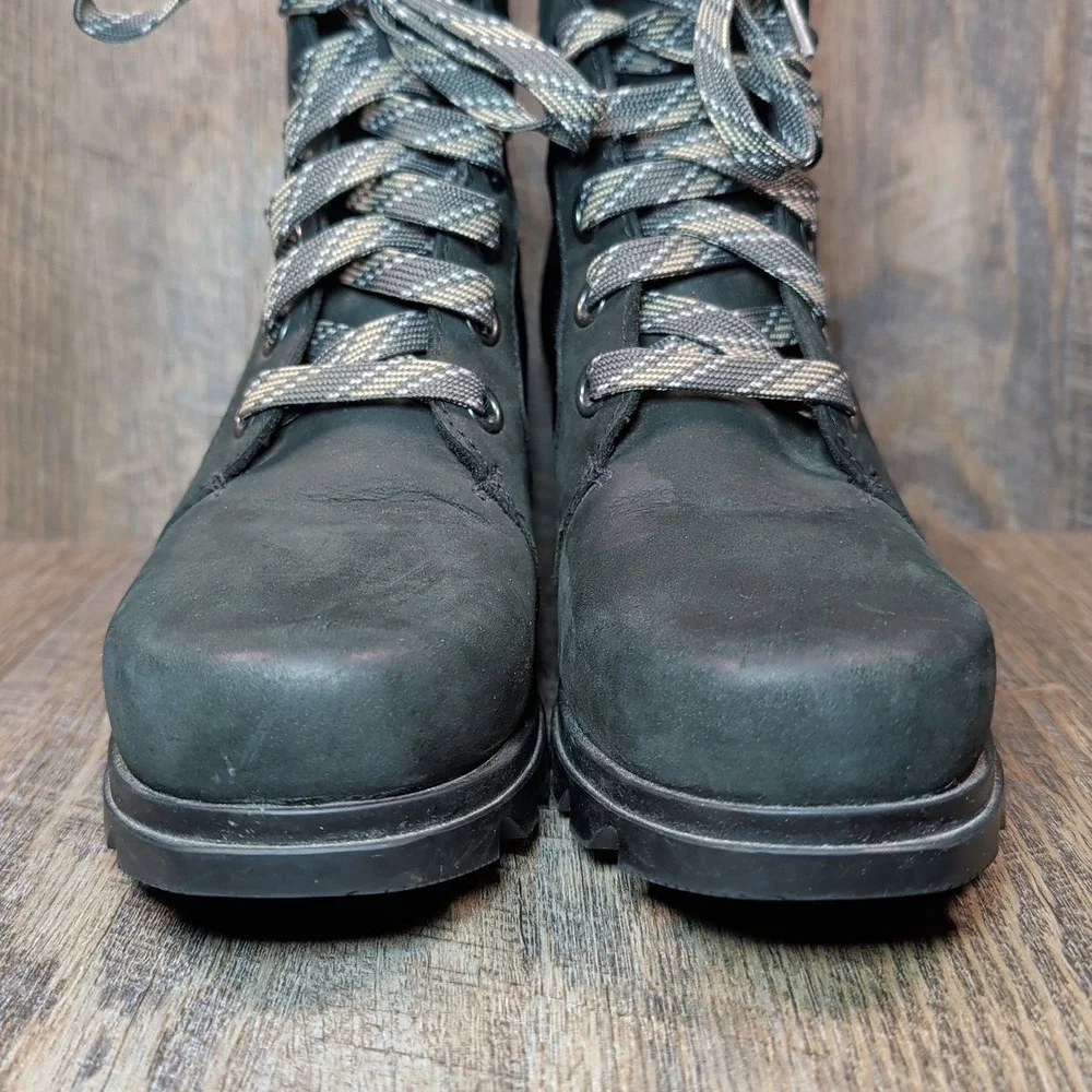 Sorel Womens Joan of Arctic Wedge III Lexie Boots Size 7.5 Black Leather Textile